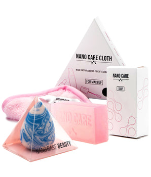 VIP set for make-up Nano Care (application sponge, cloth for cleaning and handmade soap for care)